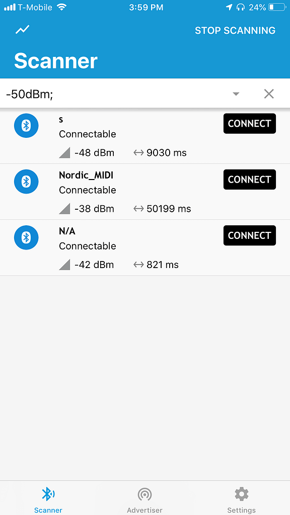 nRF Connect Scanning